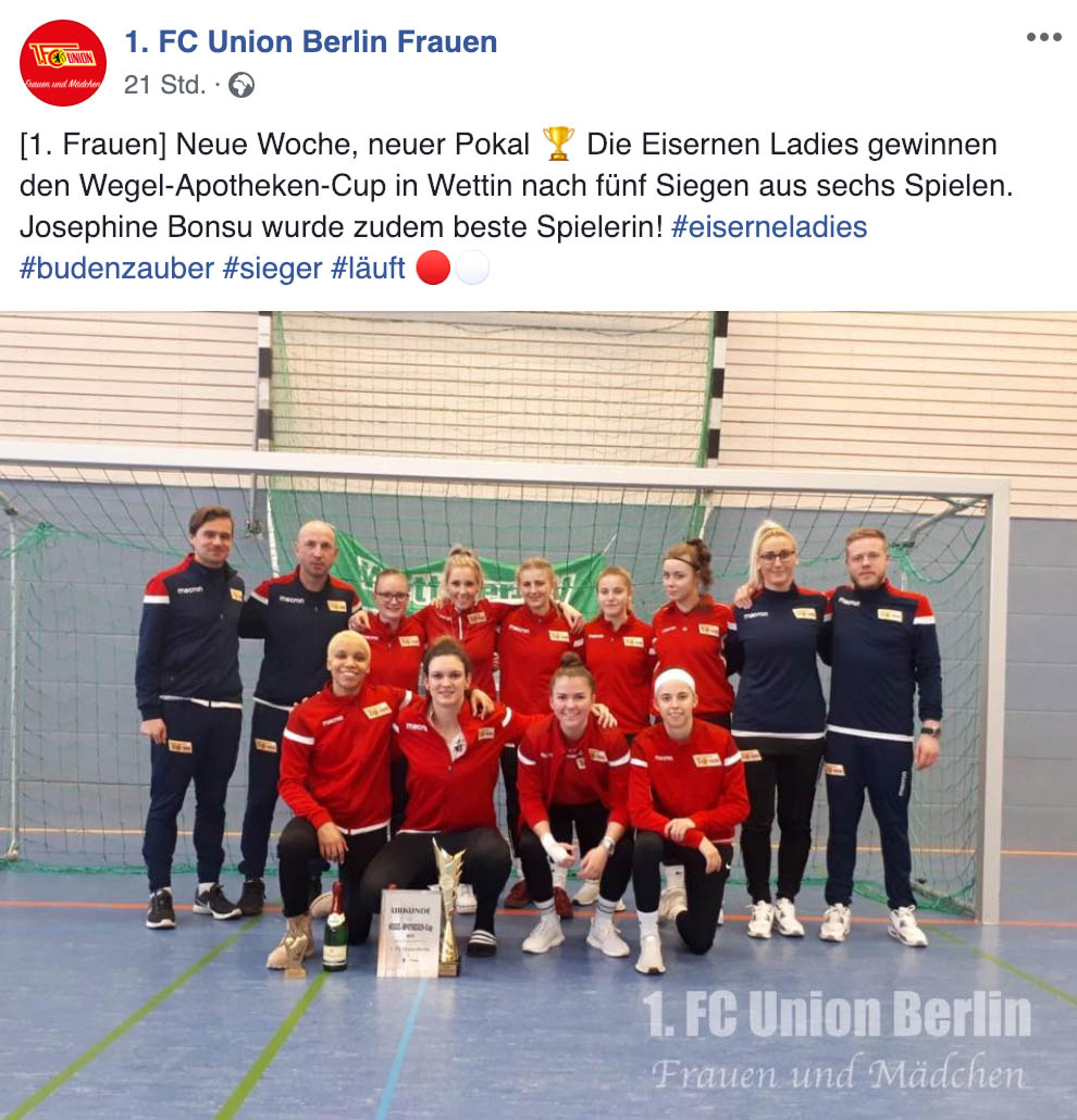 Das erste Frauenteam gewinnt das Hallenturnier in Wettin, Foto: 1. FC Union Berlin Frauen