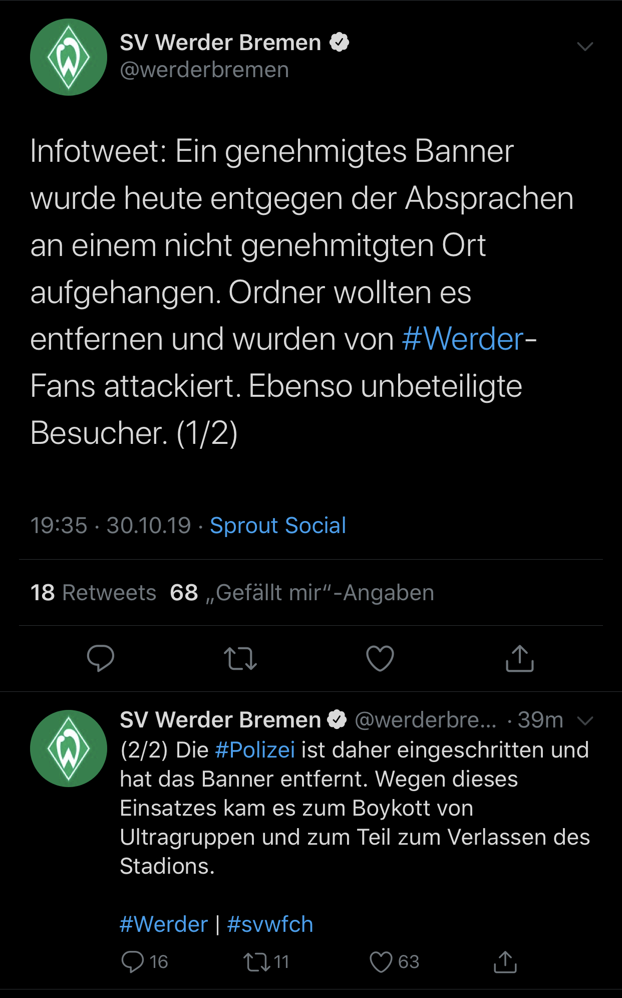 Stellungnahme des SV Werder Bremen