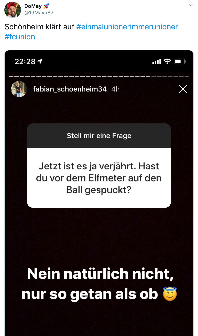 Fabian Schönheim beantwortet die Frage, ob er auf den Ball gespuckt hat