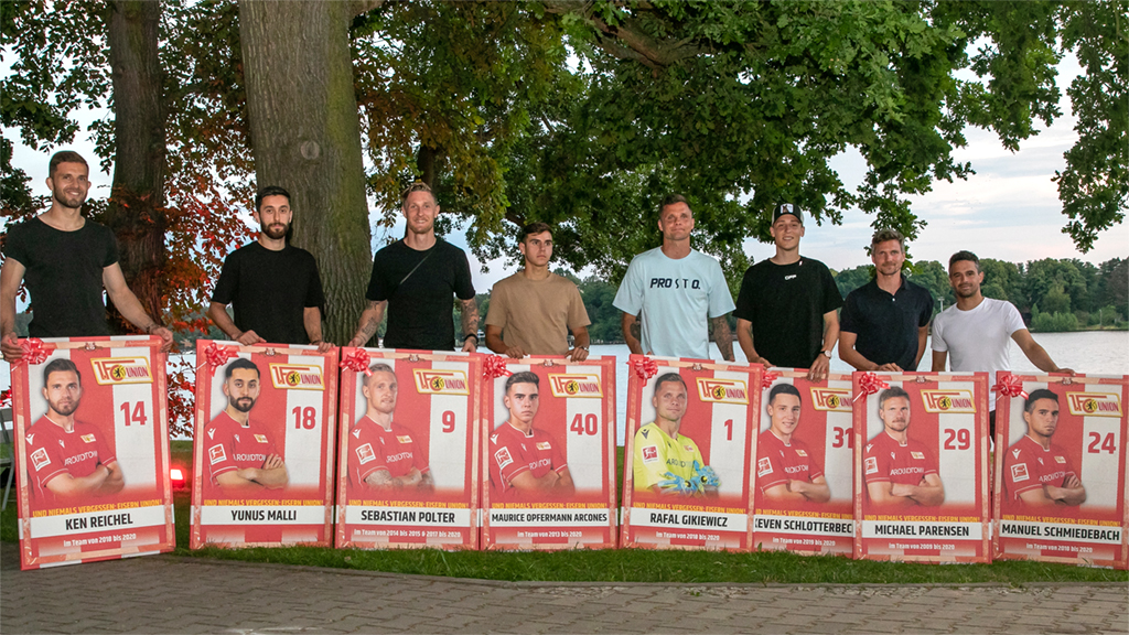 Abschiedsfoto von 8 Unionspielern, die den Verein verlassen, Foto: 1. FC Union Berlin