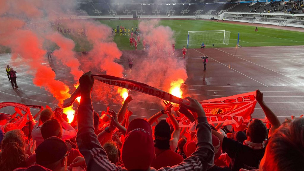 Union-Fans in Helsinki beim Europa-Pokal-Spiel gegen Kuopio