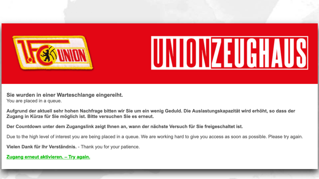 Union Zeughaus online shop Warteschlange