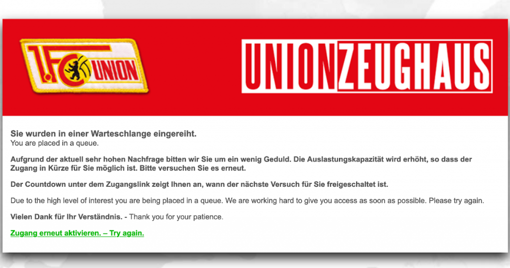 Union Zeughaus online shop Warteschlange