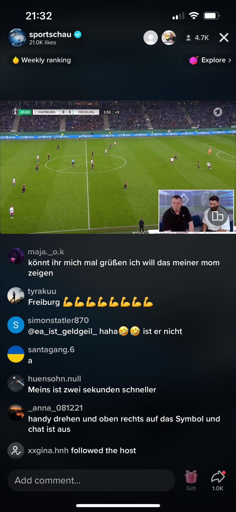 Die Sportschau übertrug den DFB-Pokal live auf TikTok, Screenshot via TikTok