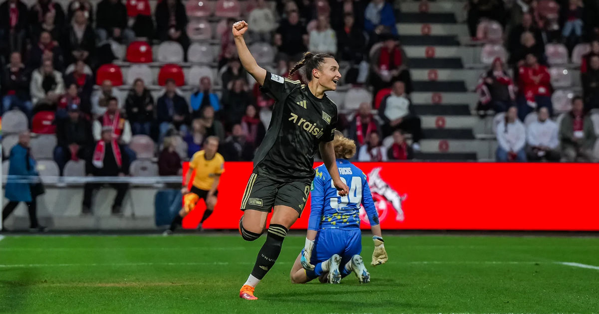 Sophie Weidauer jubelt nach ihrem fantastischen Tor gegen Köln, Foto: 1. FC Union Berlin